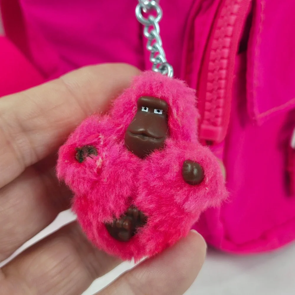 Kipling Firefly N Backpack or Shoulder Bag Hot Pink Furry Monkey Ella 1218